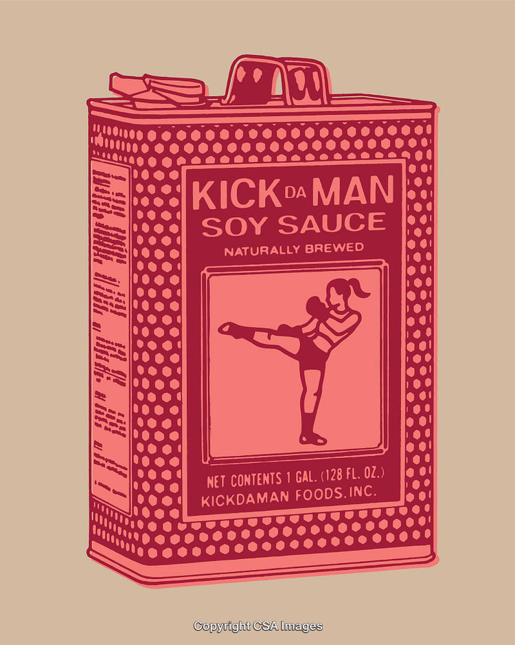 Creative Line Art Illustration of a Soy Sauce Container with Fun Branding