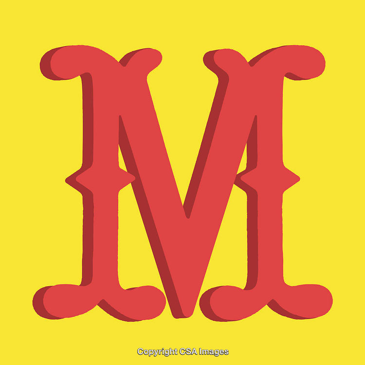 Bold Red Letter M on a Bright Yellow Background