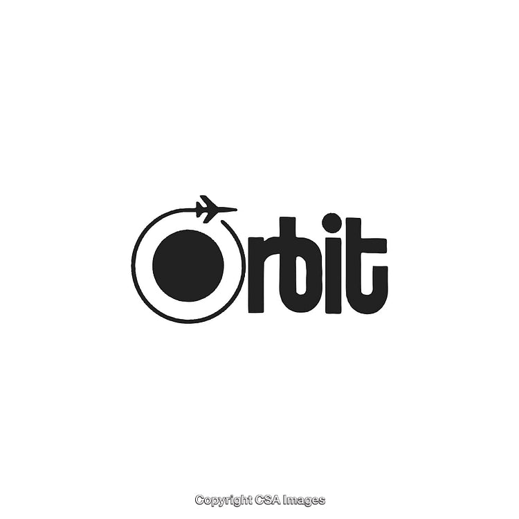 Minimalist Logo Design Featuring Circular Orbit Symbol and Airplane Icon