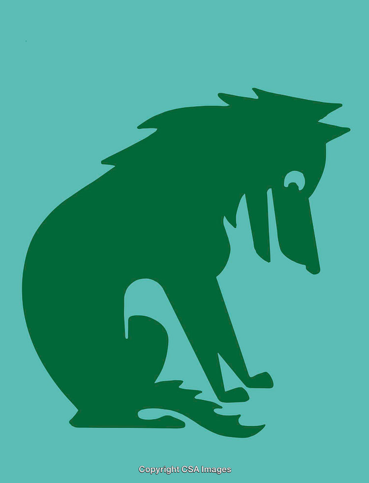 Illustrative Silhouette of a Sitting Canine in Minimalist Art Style