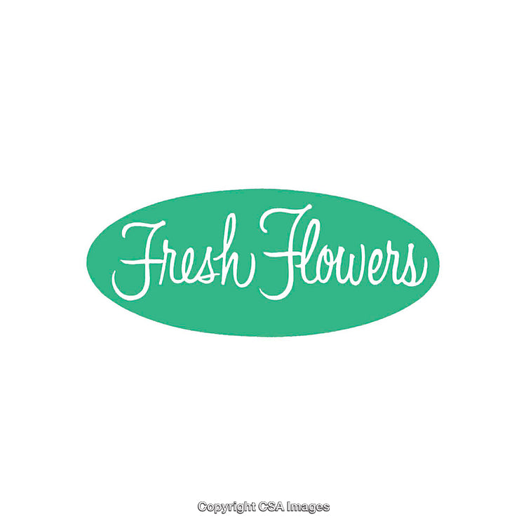 Green Oval Logo with Fresh Flowers Text on White Background