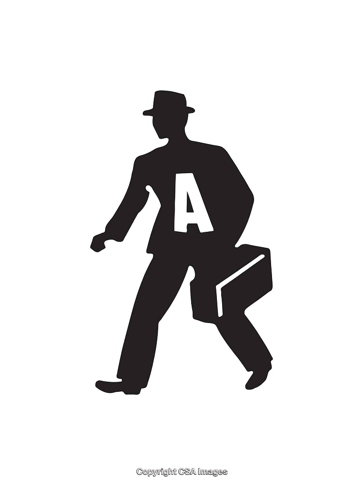 Black Silhouette of a Businessman Holding Briefcase with Letter A