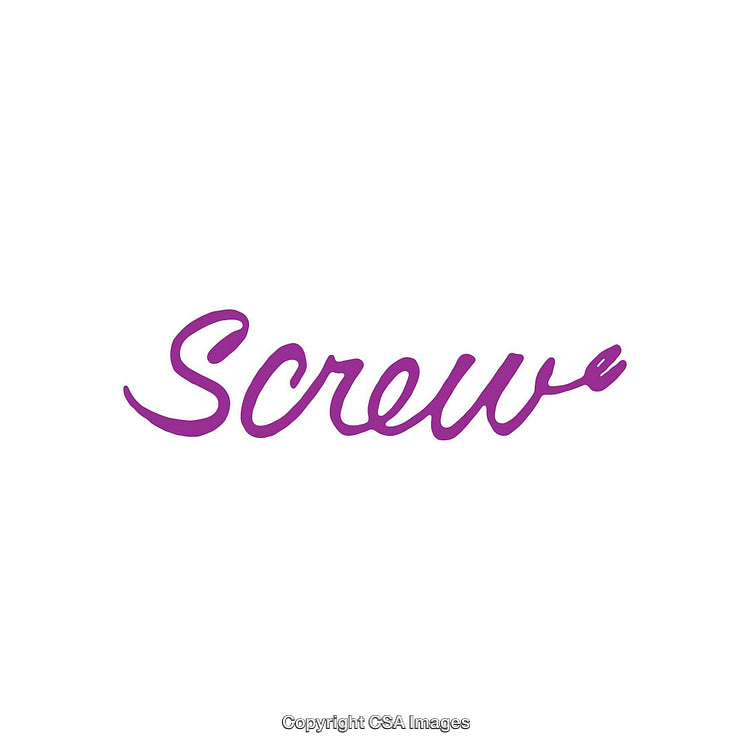 Purple Cursive Script Design Featuring the Word 'Screw' on White