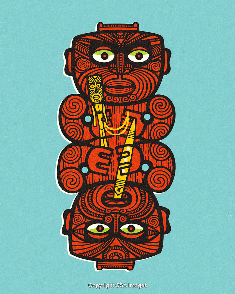 Stylistic Representation of Traditional Polynesian Art With Bright Colors and Patterns