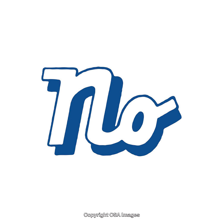 Stylish Blue Typographic Logo Featuring the Text 'No' on White Background