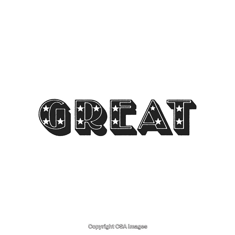 Decorative Text Design Featuring the Word 'Great' With Stars Illustration
