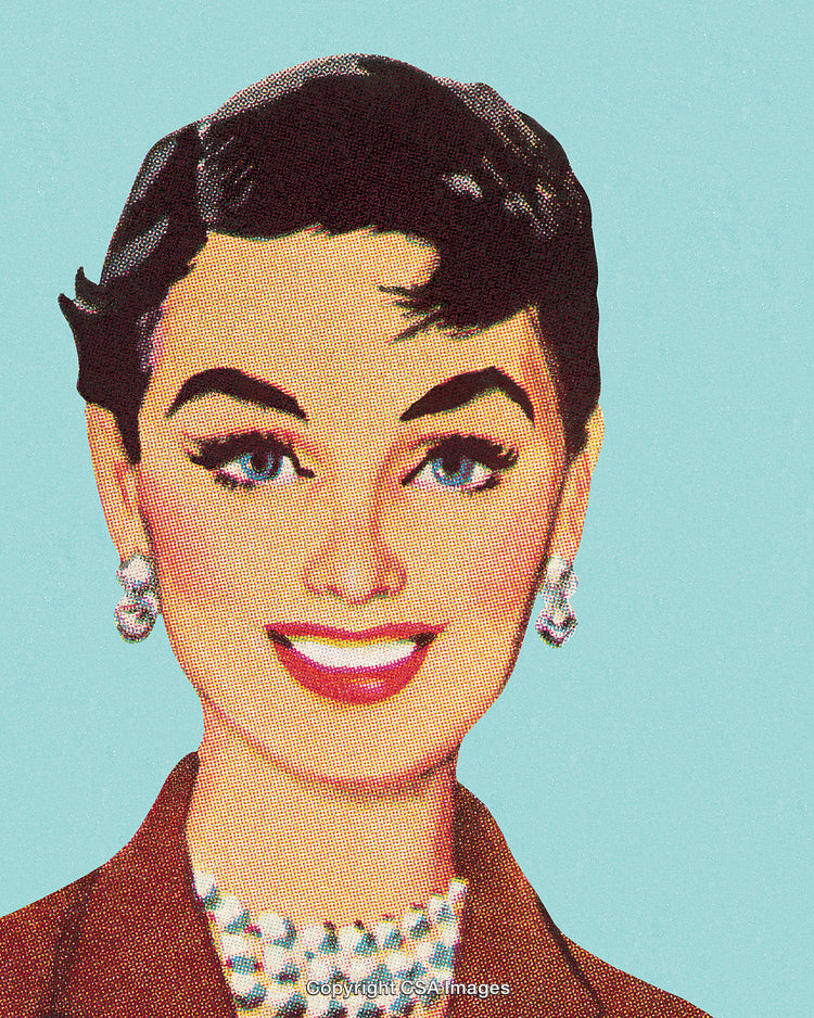 Retro Female Portrait in Vibrant Halftone Art Inspired by Pop Culture
