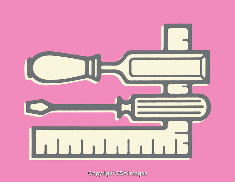Color Illustration Featuring Tools on Pink Background