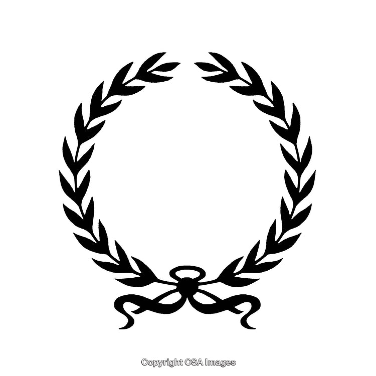Black Laurel Wreath With Ribbon on Plain Background