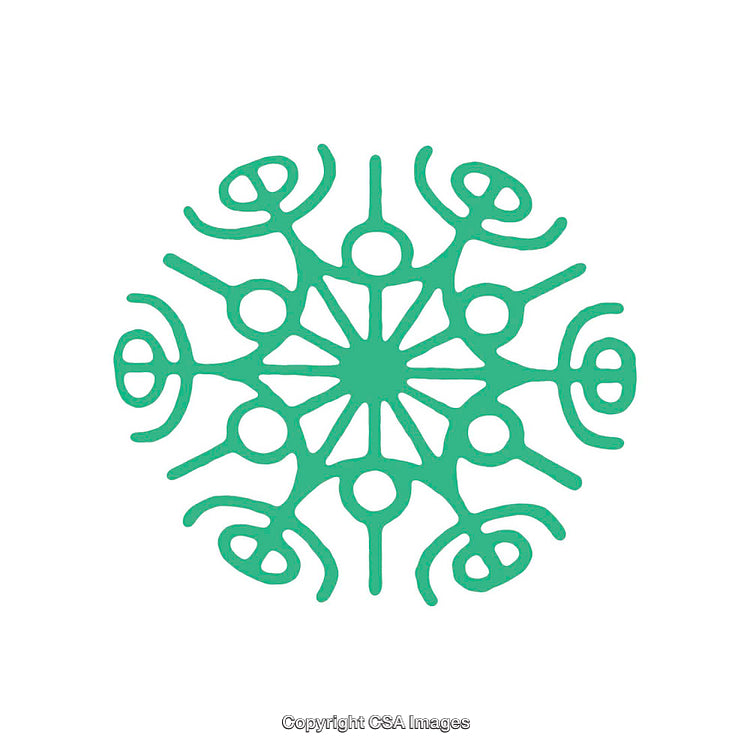Abstract Circular Design in Green Featuring Symmetrical Human-Like Shapes