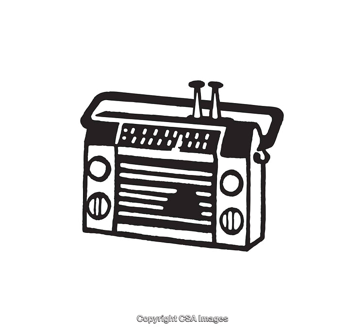 Hand-Drawn Black and White Vintage Radio Illustration