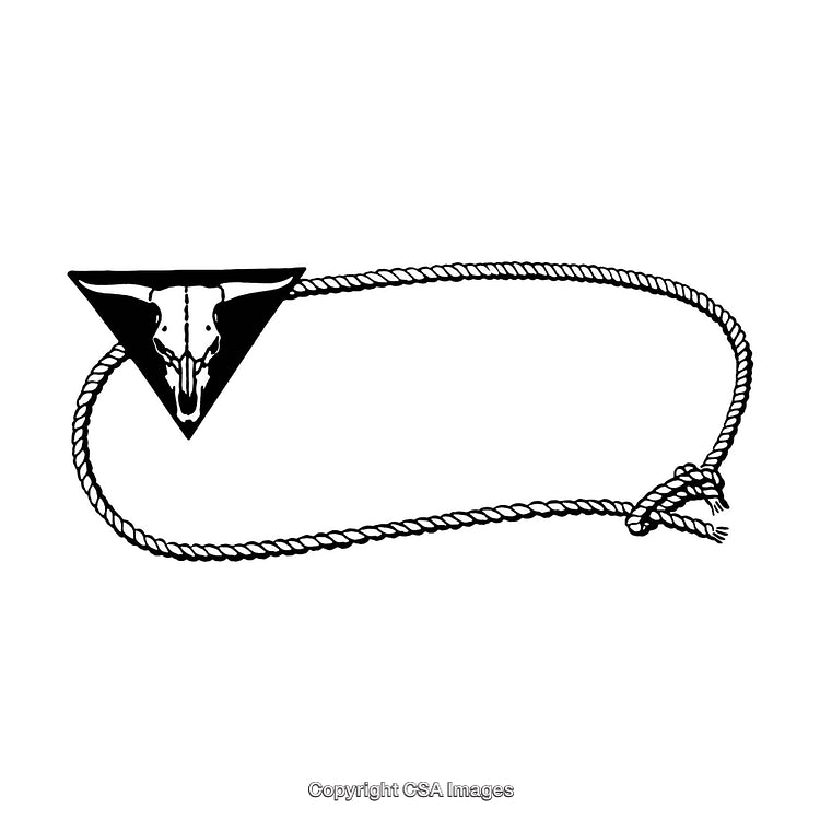 Black and White Western-Themed Border with Rope and Cow Skull
