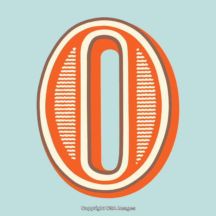 Vibrant Retro Letter O Design in Orange With Blue Background