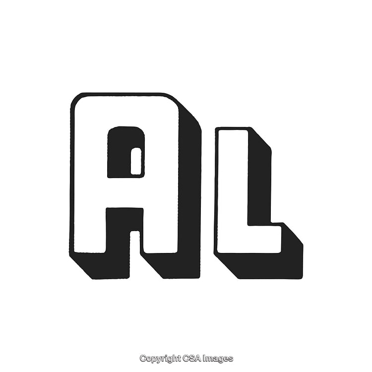Bold 3D Serif Typography of Letters AL in Black and White