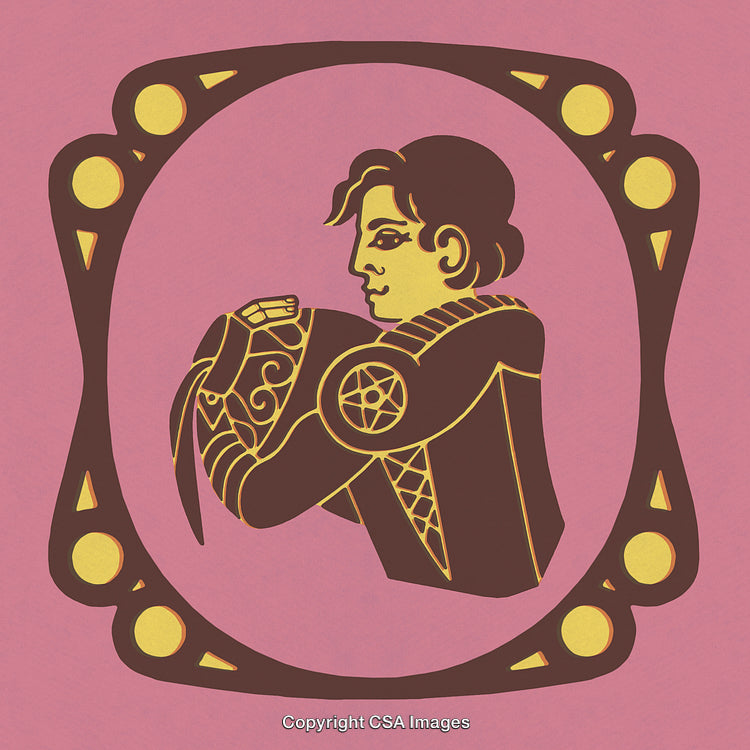 Colorful Vintage Illustration Featuring a Portrait in Ornate Framed Design