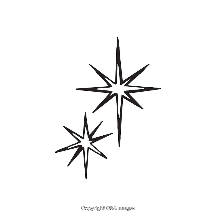 Simple Retro Dingbat Stars Illustration on White Background