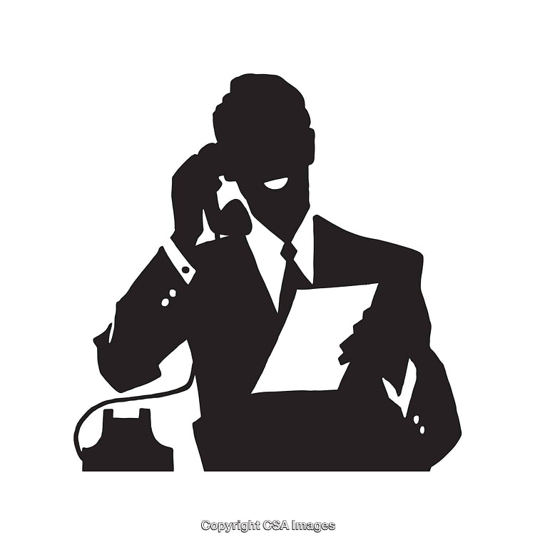 Silhouette of a Professional Man on a Phone and Holding Documents
