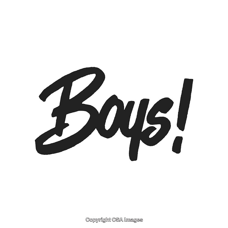 Bold Hand-Drawn Boys Typography Artwork in Black Script Against White Background