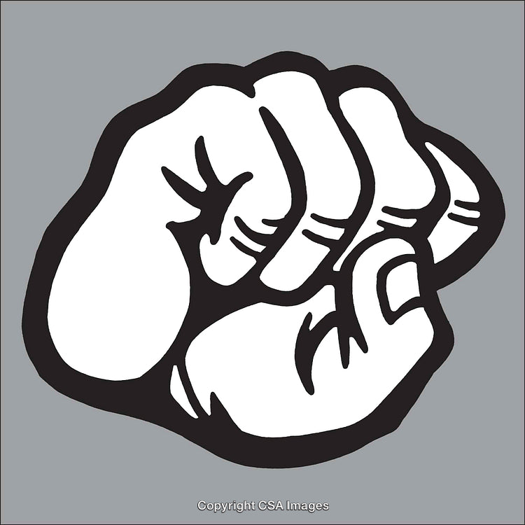 Simple Line Art Illustration of a Clenched Fist in Bold Black Lines