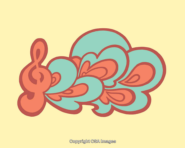 Colorful Abstract Music Note Line Art with Retro Vibes