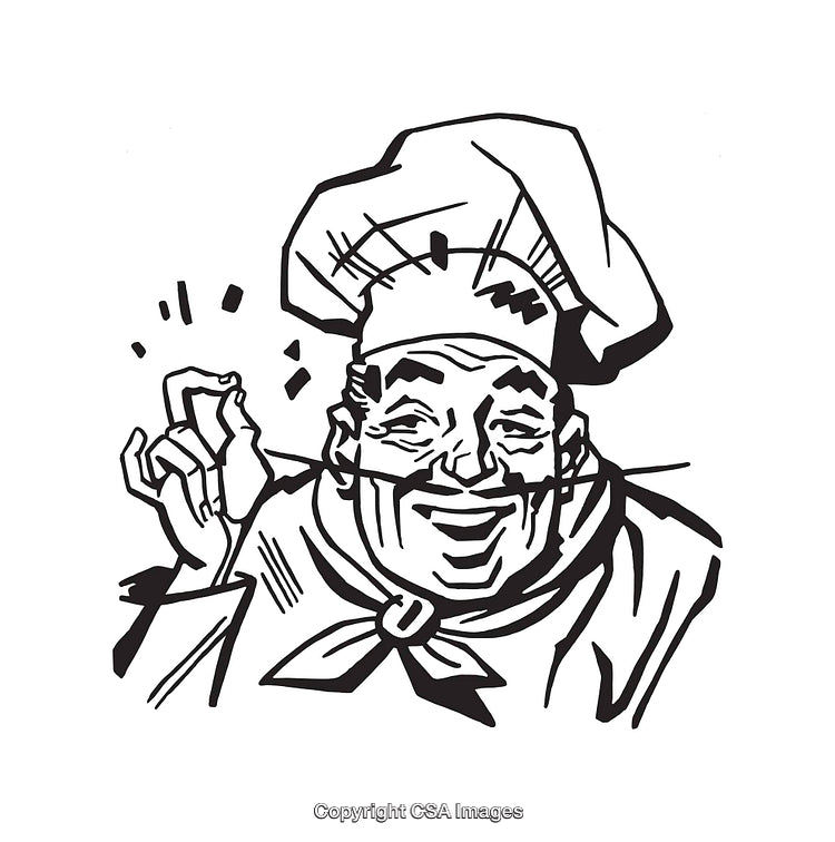 Vintage Line Art of Chef Making Perfect Gesture with Joyful Expression