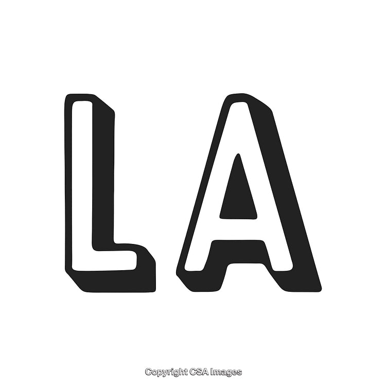 Monochrome Block Letters Spelling LA on a White Background