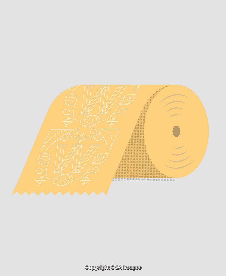 Stylized Roll Of Decorative Paper With Artistic Patterns On Minimal Background