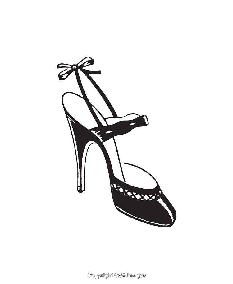 Elegant Line Art Illustration of a Stylish High Heel Shoe Design