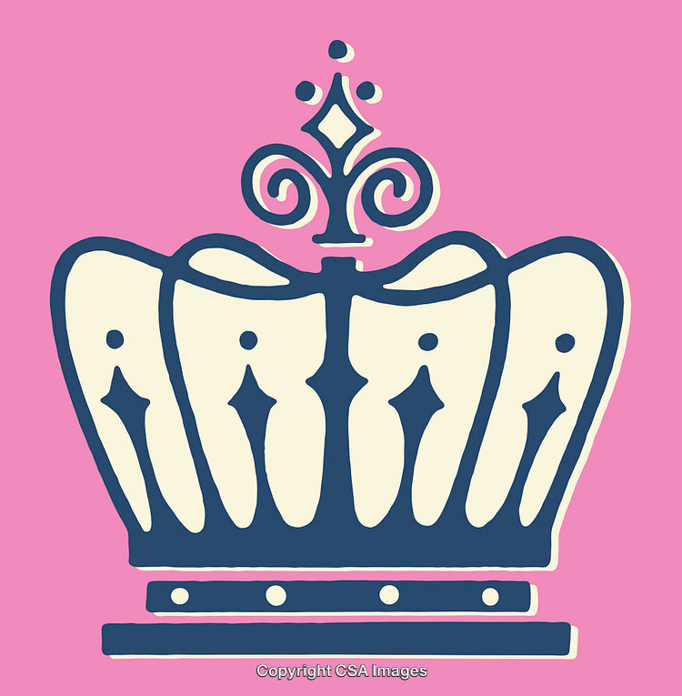 Elegant Stylized Crown Line Art on Vibrant Pink Background