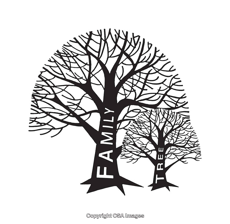 Black and White Line Art Family Tree Illustration Symbolizing Connection