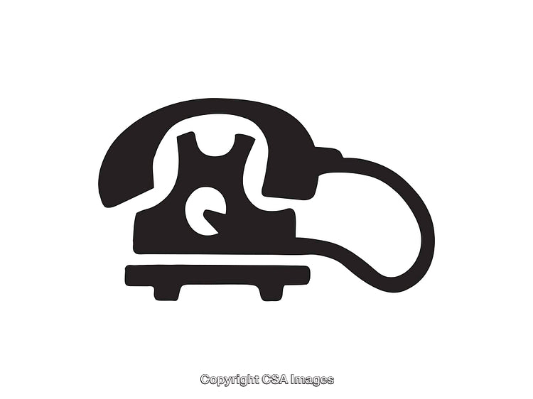 Vintage Black and White Telephone Illustration - Simple Retro Line Art