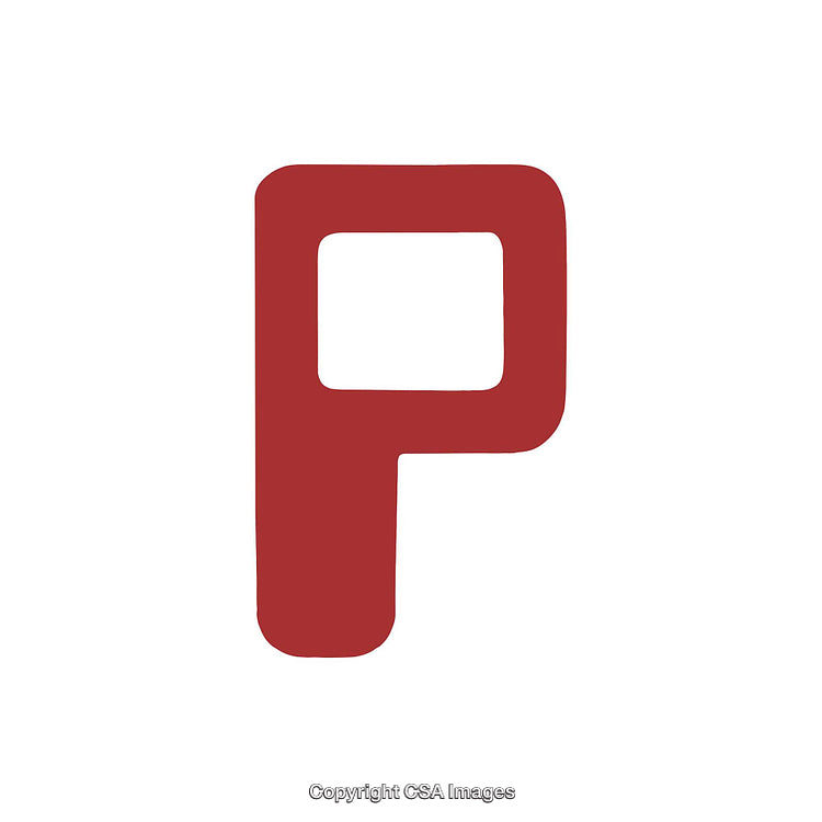 Stylized Red Letter P Symbol on White Background