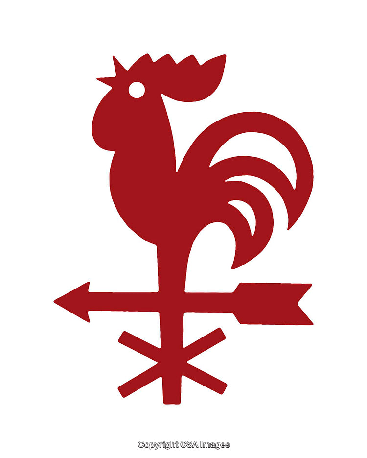Simple Red Rooster Icon on a White Background