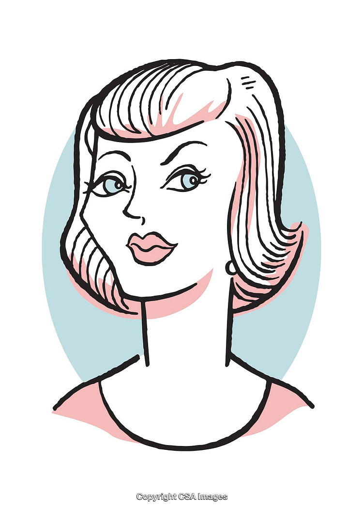 Retro Style Illustration of a Woman in Vintage Fashion with Pastel Colors