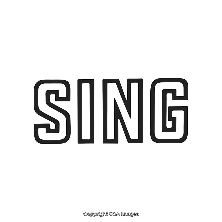 Stylized Minimalist Art of Bold Text Saying 'Sing' in Black Outline