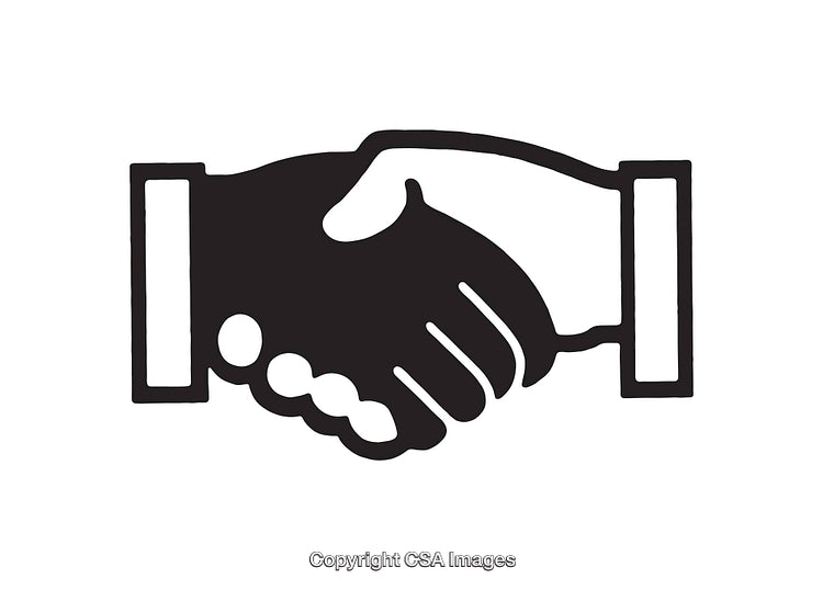 Icon of a Black and White Handshake Symbolizing Agreement and Partnership