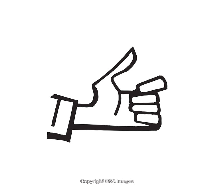 Black and White Line Art of a Thumbs-Up Gesture