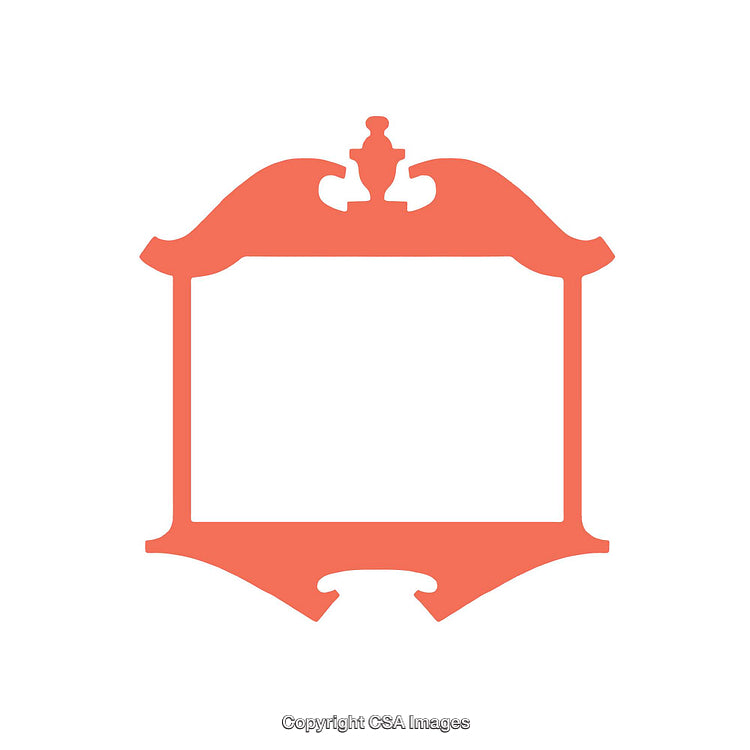 Ornate Decorative Frame in Bright Red Color on White Background