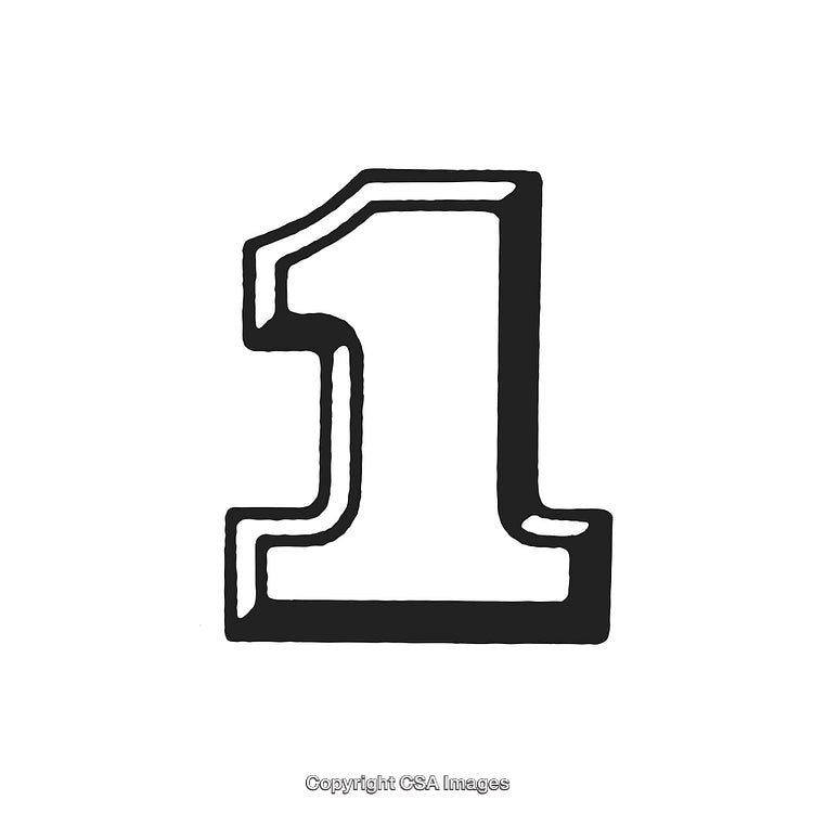 Bold Hand-Drawn Number One Illustration on a White Background