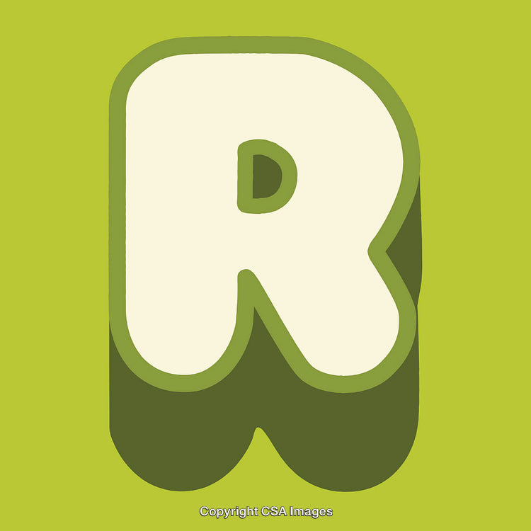 Bold Stylized Letter R in Green with 3D Effect
