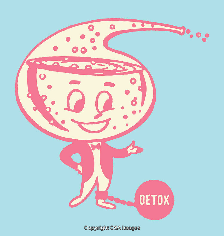 Whimsical Cartoon Line Art of a Cheerful Detox Drink Character
