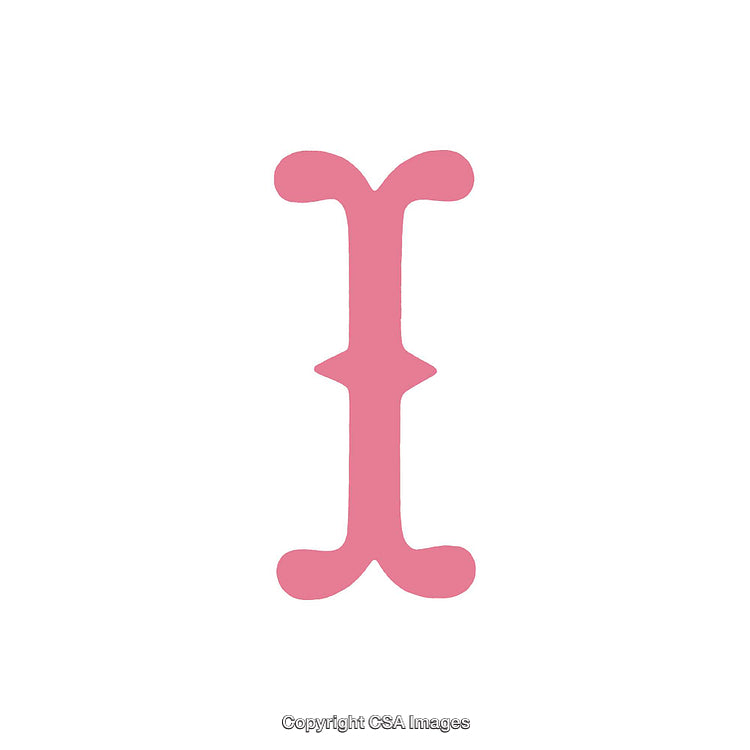 Pink Letter I with Artistic Design on a White Background