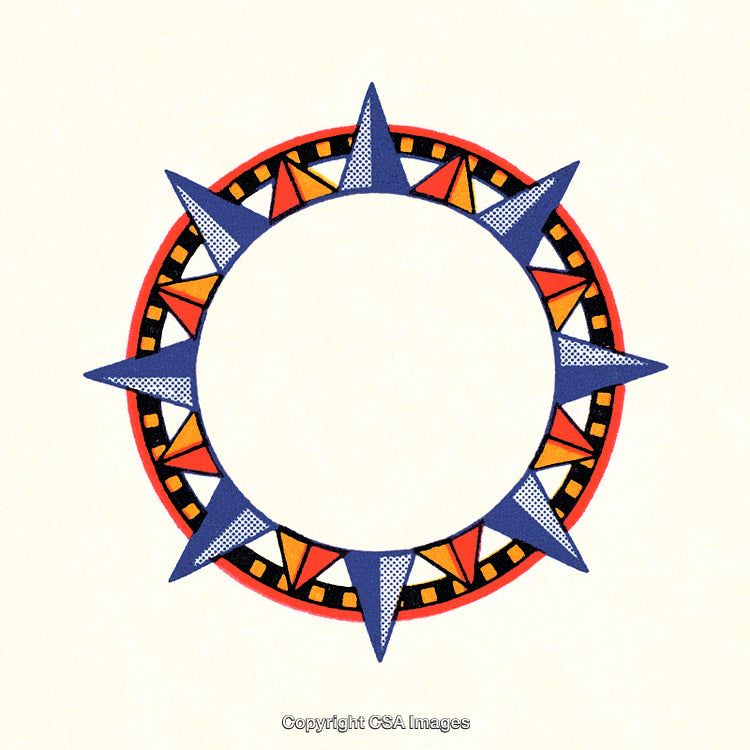 Colorful Circular Design with Geometric Patterns and Vibrant Shapes