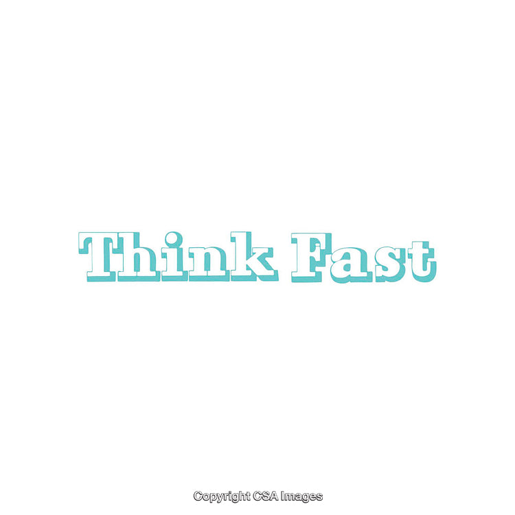 Minimalist Typography Saying 'Think Fast' in Blue and White
