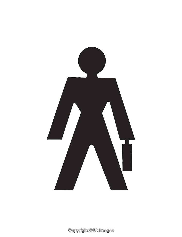 Black and White Icon of a Person with Briefcase