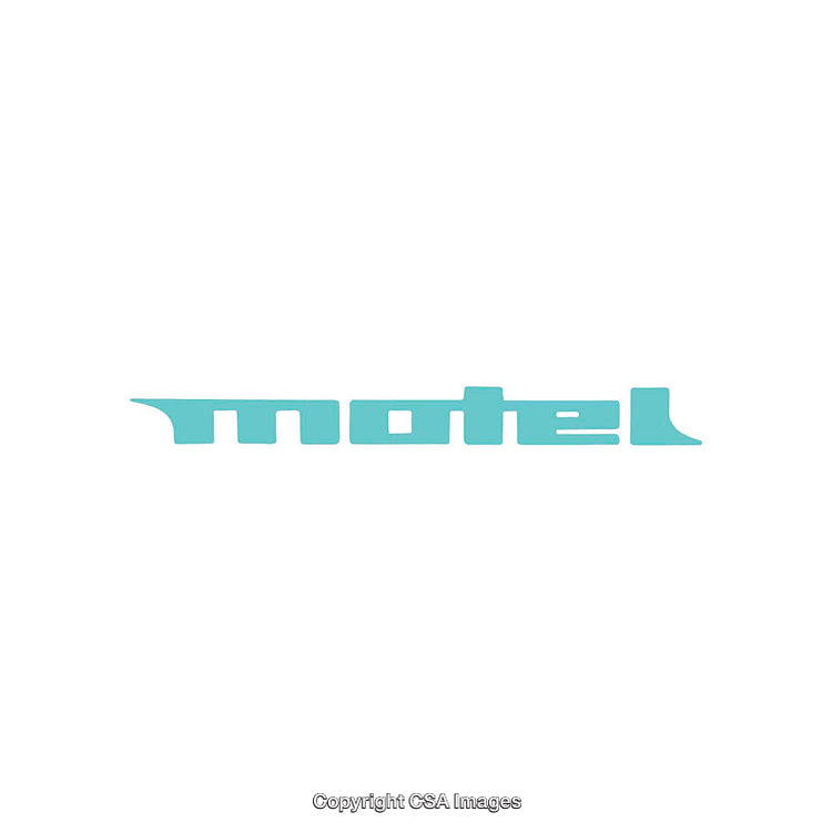 Stylized Single-Color Typography of the Word 'Motel' in Blue
