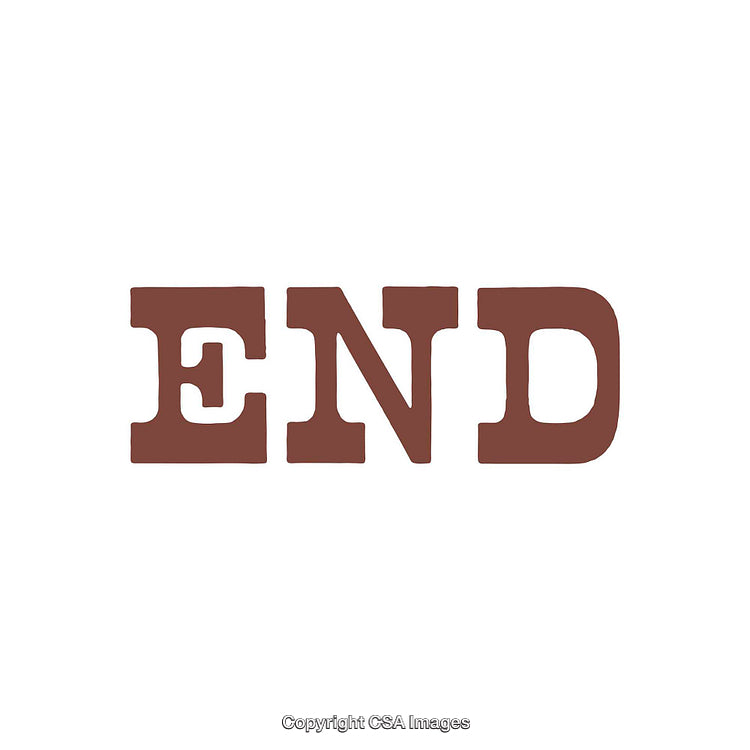 Simple Bold Text 'END' Displayed with Brown Color on White Background