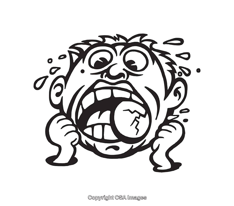 Black and White Line Art of an Expressive Face in Distress