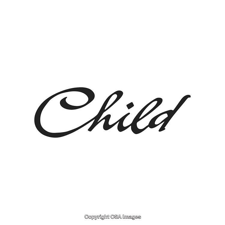 Elegant Black Script Text Depicting the Word 'Child' on a White Background