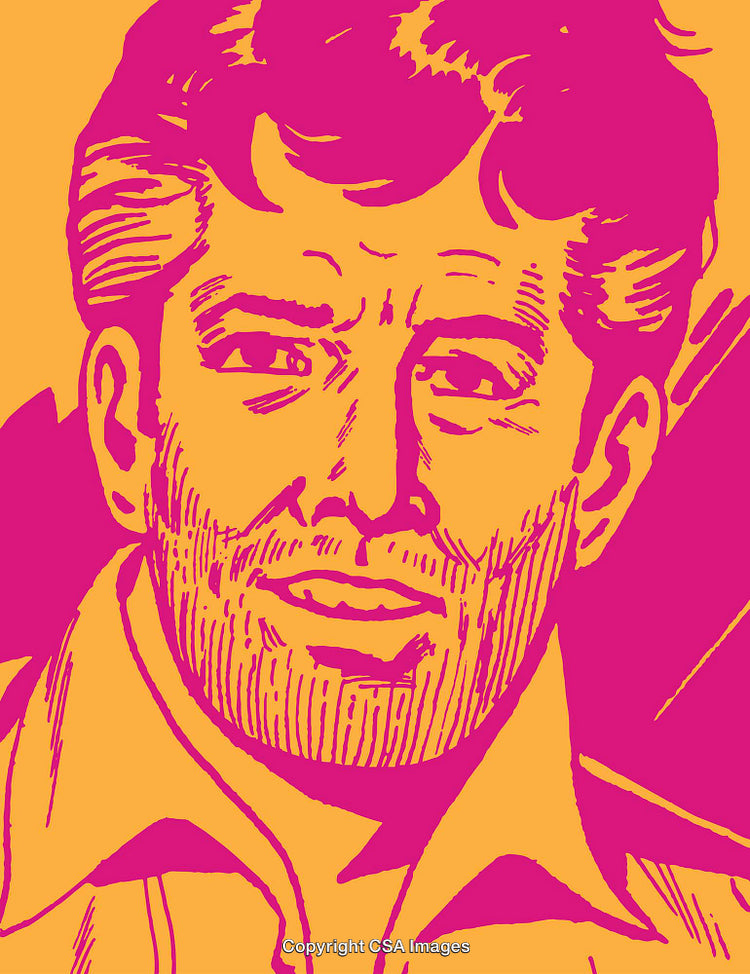 Vibrant Pop Art Illustration of a Man Featuring Bright Bold Colors
